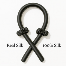 Load image into Gallery viewer, 100% Mulberry Silk Heatless Hair Curling Ribbon – SPOIL ME Silk Silk Curl Rod, Black Colour