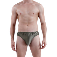 Load image into Gallery viewer, 100% Mulberry Silk Men's Brief Underwear - SPOIL ME Men Slip Underwear Olive Green