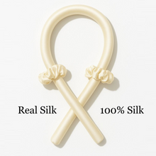 Load image into Gallery viewer, 100% Mulberry Silk Ribbon Curler– SPOIL ME Silk Heatless Curl Rod Ivory Color