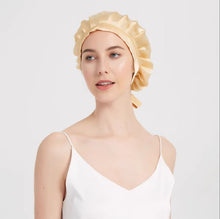Load image into Gallery viewer, spoil me silk sleeping cap with adjustable ribbons
