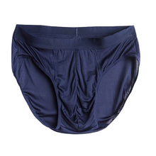 Load image into Gallery viewer, 100% Mulberry Silk Men&#39;s Brief Underwear - SPOIL ME Men Silk Knit Slip Navy
