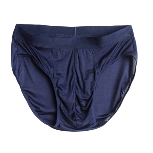 100% Mulberry Silk Men's Brief Underwear - SPOIL ME Men Silk Knit Slip Navy