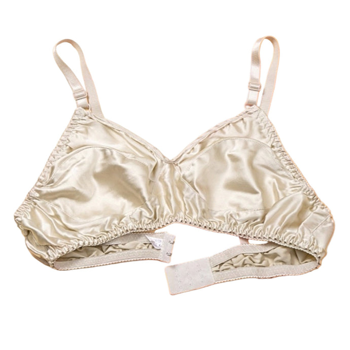 100% Mulberry Silk Women's Non-padded Bralette Bra-SPOIL ME Nude Champagne Silk Bullet Bra