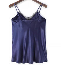 Load image into Gallery viewer, 100% Mulberry Silk Camisole for Women - SPOIL ME Navy Blue Silk Top Sleeveless AU 14
