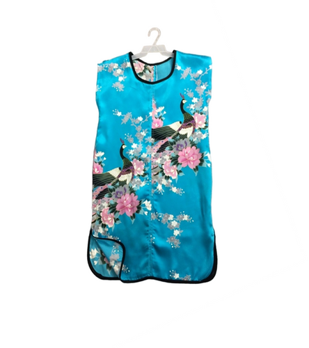 100% Mulberry Silk Girl Qipao Dress - SPOIL ME Blue Chinese Cheongsam Peacock Design for Kids
