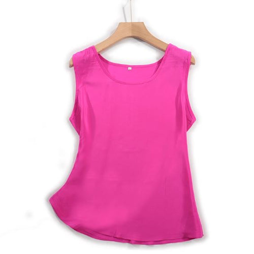 100% Mulberry Silk Tank for Women - SPOIL ME Vivid Pink Silk Tank Top Sleeveless AU 14