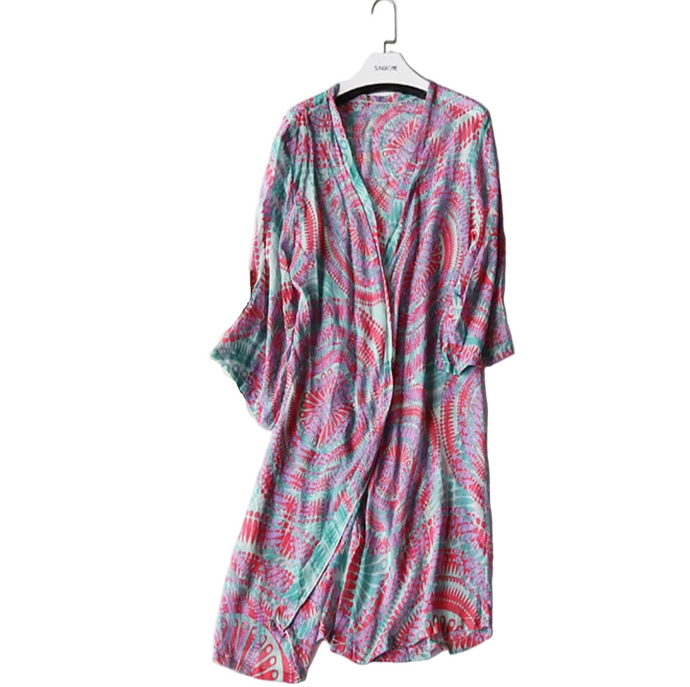 100% Mulberry Silk Cardigan for Women -SPOIL ME Jungle Jewel