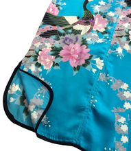 Load image into Gallery viewer, 100% Mulberry Silk Girl Qipao Dress - SPOIL ME Blue Chinese Cheongsam Peacock Design for Kids
