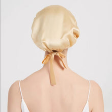 Load image into Gallery viewer, spoil me silk sleeping cap with adjustable ribbons
