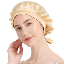 Load image into Gallery viewer, spoil me silk sleeping cap with adjustable ribbons
