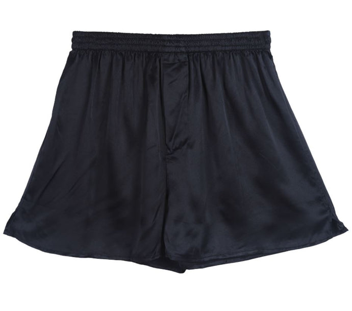 100% Mulberry Silk Mens Silk Boxer Shorts-SPOIL ME Men's Silk Boxer Underwear Black
