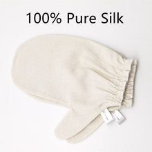 Load image into Gallery viewer, raw silk exfoliating gloves
